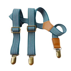 Retro style green stripe suspenders