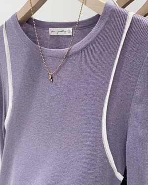 ラインクルーネックニット 3color A0440