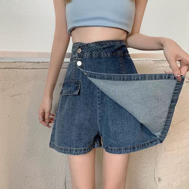 ミニ丈なのに 動きやすい ラップデニムパンツ キュロット スカパン 台形 Aライン ミニスカート ミニ丈 カジュアル アクティブ アシンメトリー Lamitte Deco トレンド 韓国ファッション ショップ Base店 ミニ丈なのに 動きやすい ラップデニムパンツ キュロット スカパン 台形 Aライン ミニスカート ミニ丈 カジュアル アクティブ アシンメトリー Lamitte Deco トレンド 韓国ファッション ショップ Base店