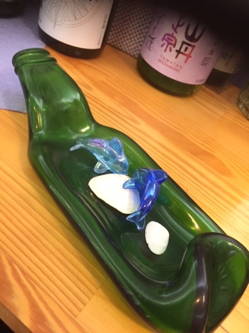 香川県小豆島【あすなろの家】『手造りボトルプレートＳ緑』