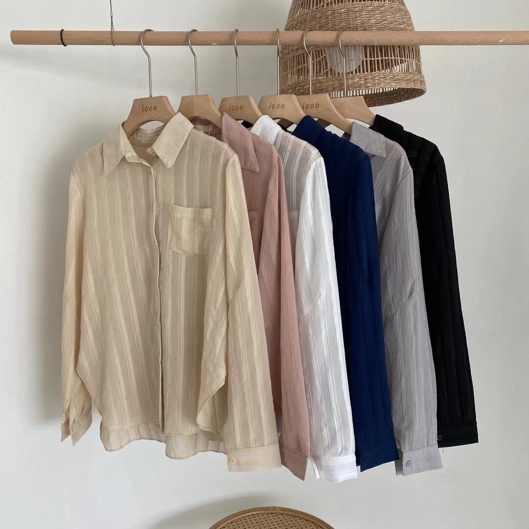 シアーストライプシャツ　 AJ−2205-1130