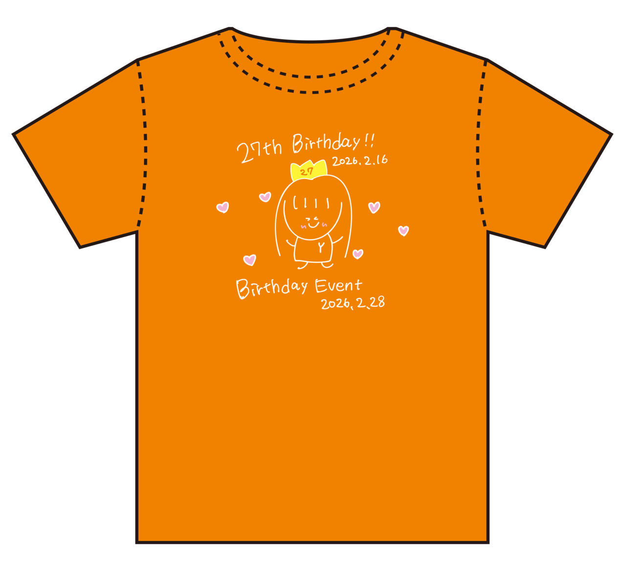 荻野由佳生誕Tシャツ2026オレンジ　Sサイズ〜XLサイズ