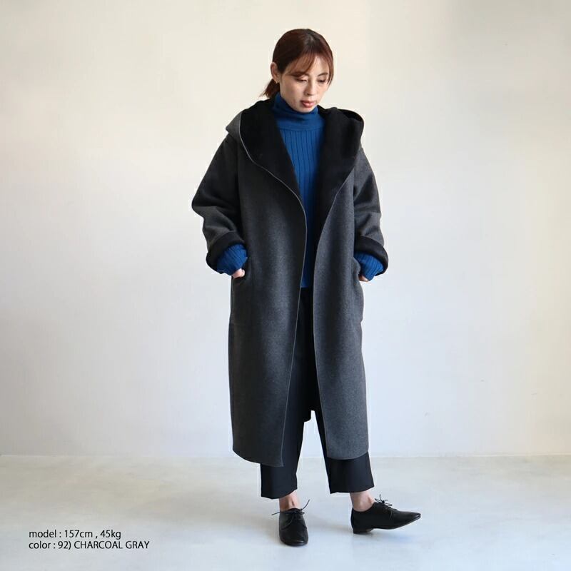 mizuiro ind * フーデッド ボンディング ロングコート [4-270008] | galette-store(ガレットストア)  セレクトショップ｜ファッション通販 powered by BASE