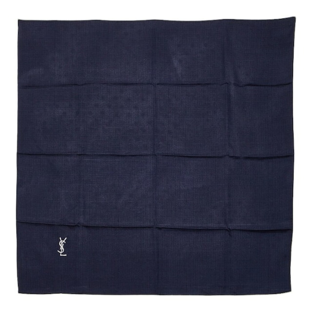 サンローラン YSLロゴ スカーフ ネイビー レディース SAINT LAURENT 【中古】