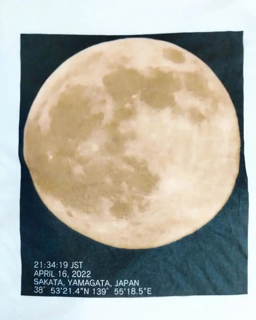 のれん　満月 あの日見たかもしれない満月Tシャツ（黄金の満月_白） | chemo(けも)