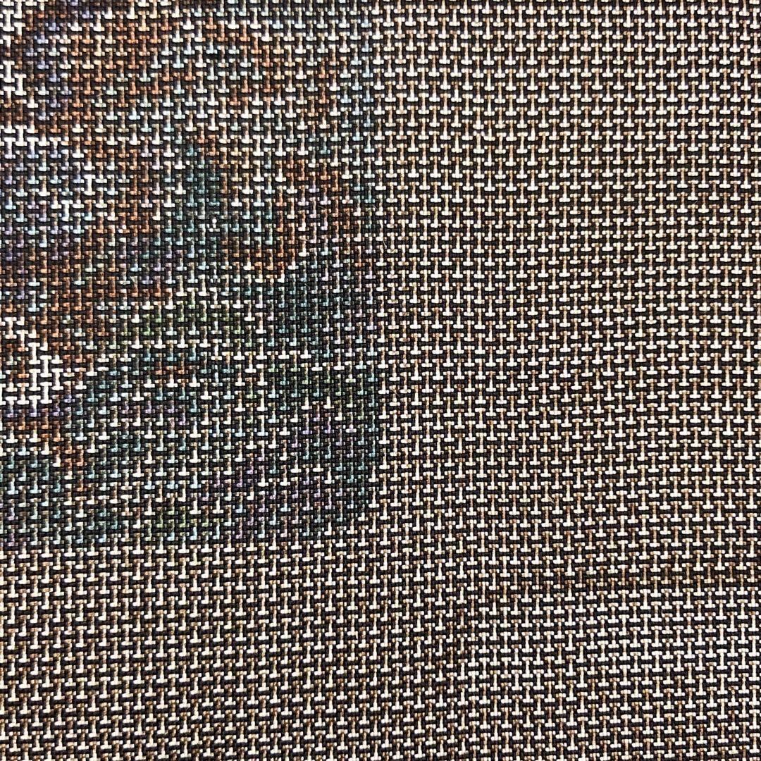 本場大島紬 カタス9マルキ 四角に花柄模様 しつけ糸 茶泥染 K-3526  