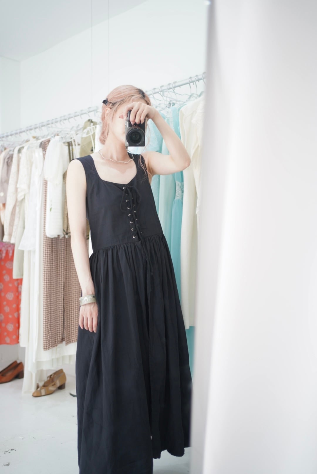 lace up black dress