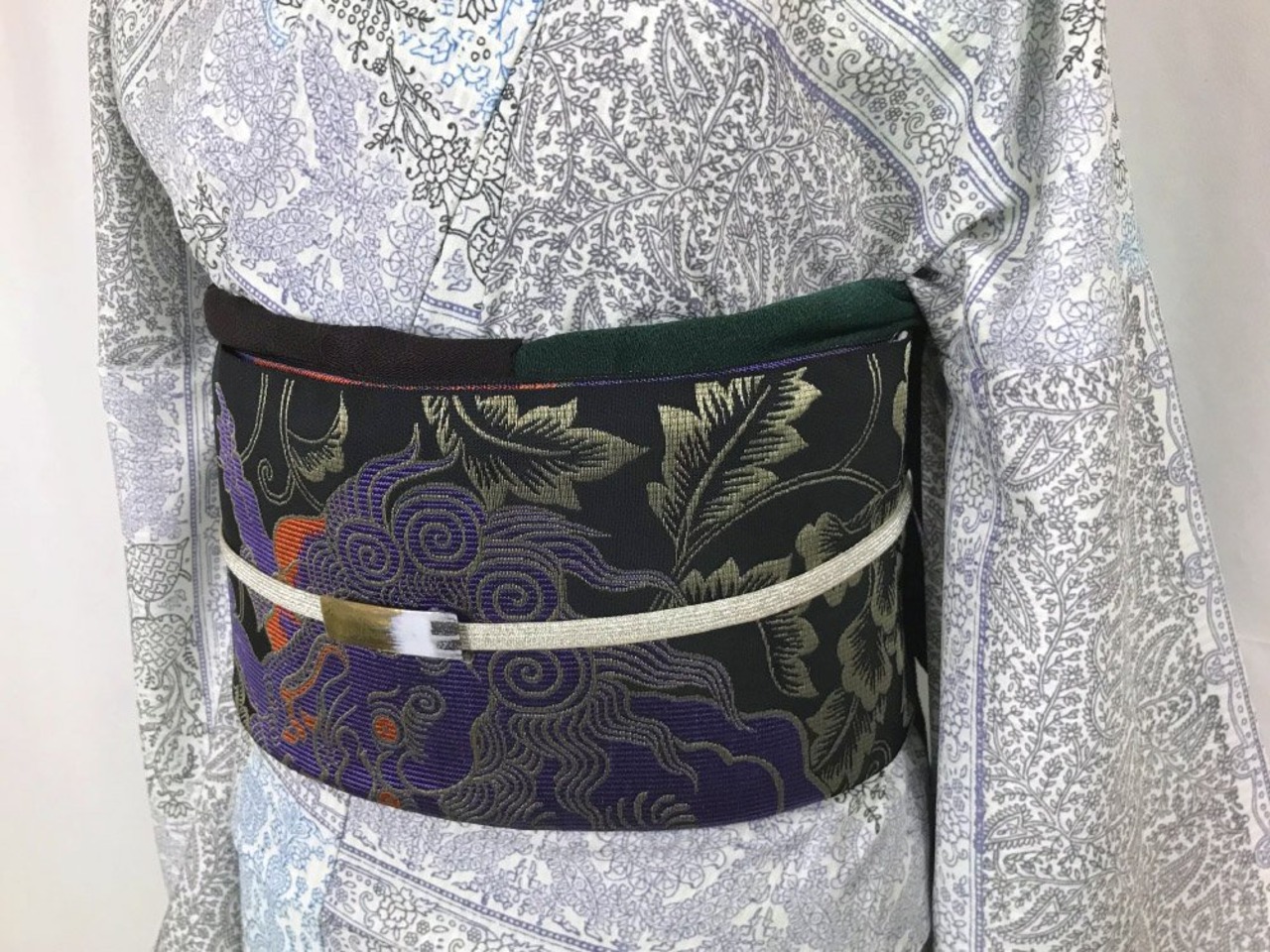 【受注商品】Rumi Rockきもの「木版更紗」生成り青　[A738]