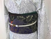 【受注商品】Rumi Rockきもの「木版更紗」生成り青　[A738]
