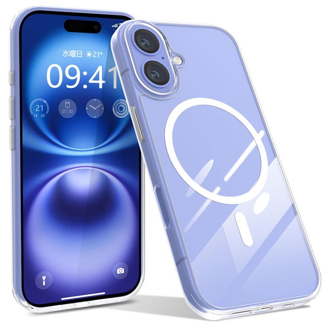 kakabote For iPhone 16 ケース MagSafe対応 米軍MIL規格 あいふおん16ケース ワイヤレス充電 アイフォン16 スマホケース エアガードコーナー 耐衝撃 マグネット搭載 マグセーフ 黄変防止 滑り止め 指紋防止 TPU+PC 軽量 カバー (クリア)