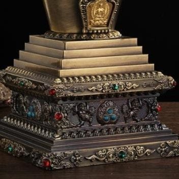 ストゥーパ 仏塔 卒塔婆 パゴダ 置物 ゴールド チベット 仏教 黄金