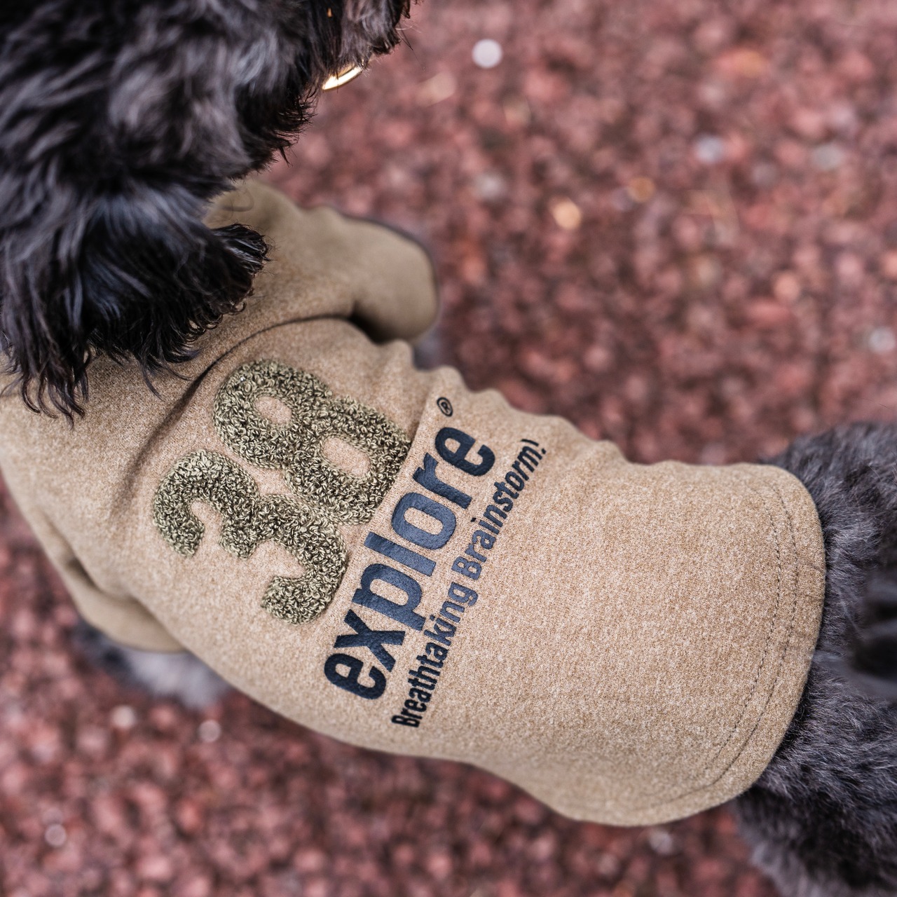 38DOG LOGO EMBROIDERY TEE / KAHKI