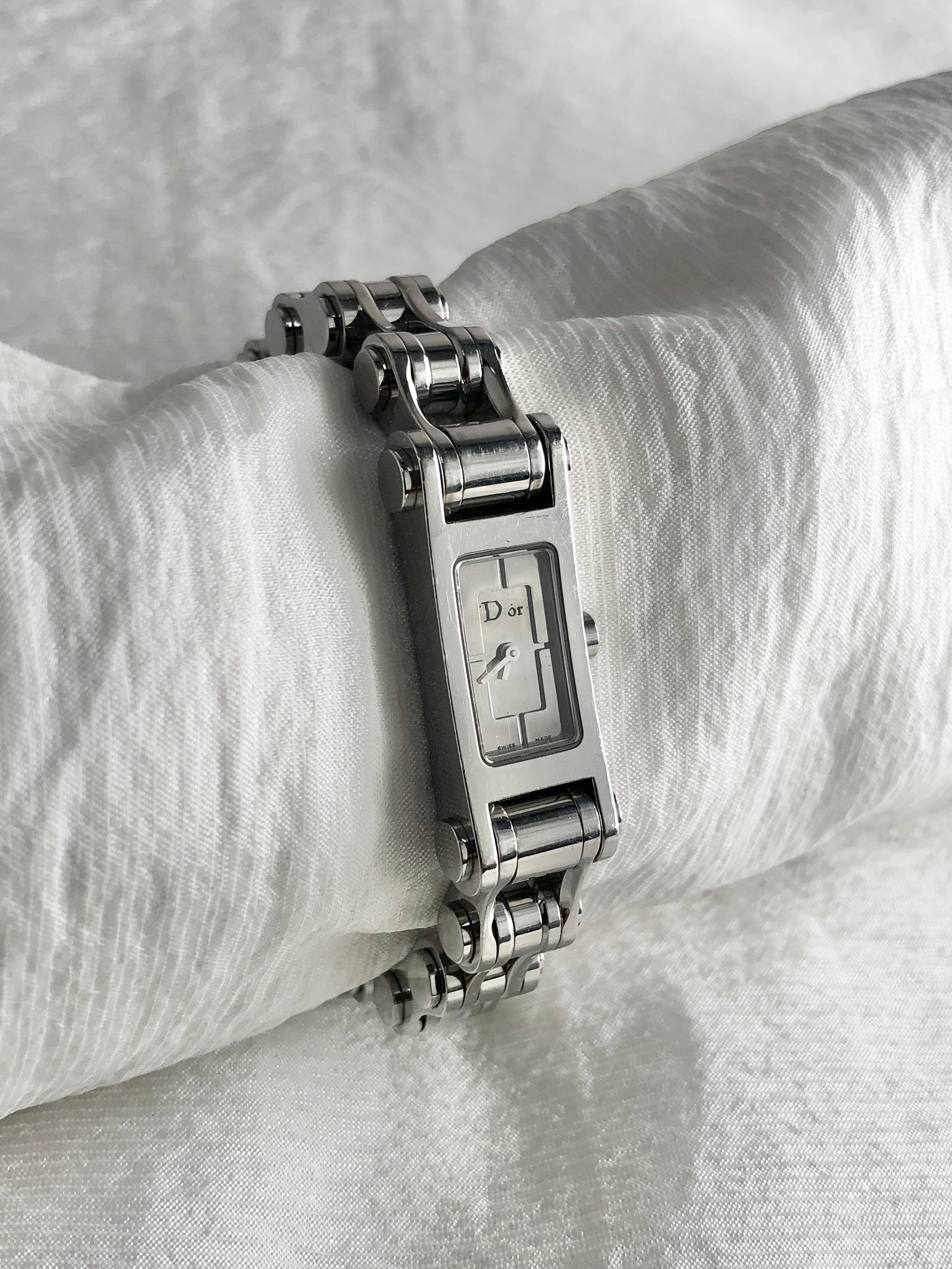 Christian Dior クリスチャン ディオール 腕時計 シルバー スクエア ステンレススチール クウォーツ D104-100 vintage ヴィンテージ オールド m6gp8y