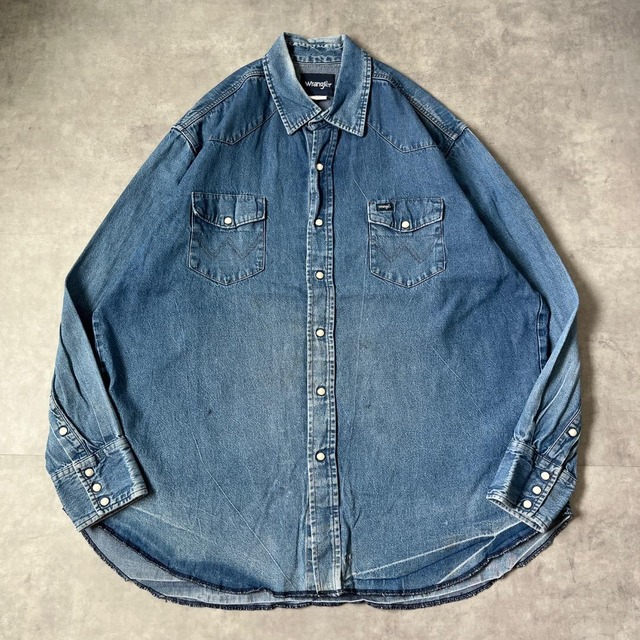 ラングラー デニムシャツ 古着 00s 127 ポケット 2XL 青 17235