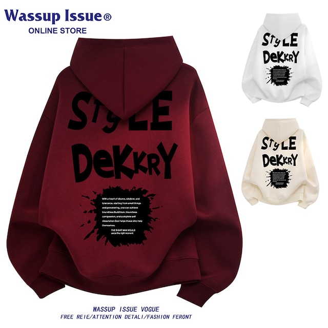 ♥おしゃれなアルファベットパーカー!【DEシリーズ】★パーカー★ ユニセックス 3color トップス アルファベット 赤 白