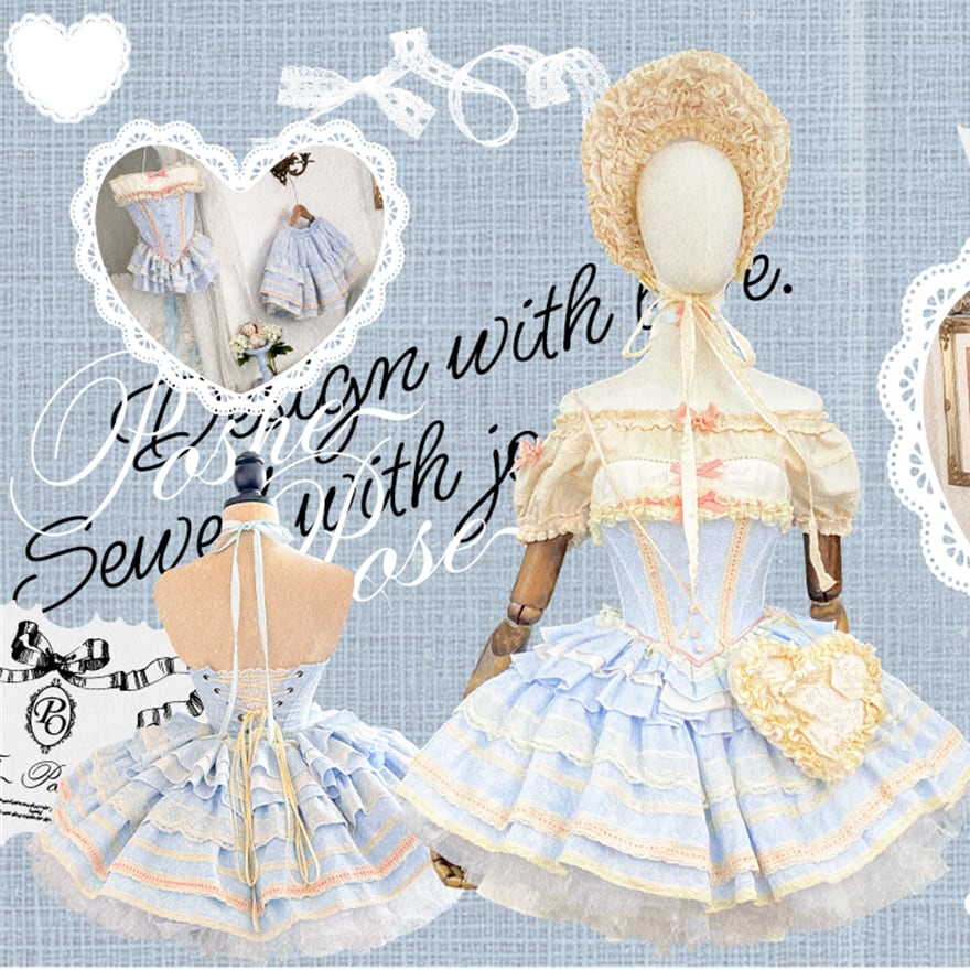 SEASONZ ロリィタドレス 甘ロリ ロリィタドレス パーティドレス ブルー ふんわり イベント衣装