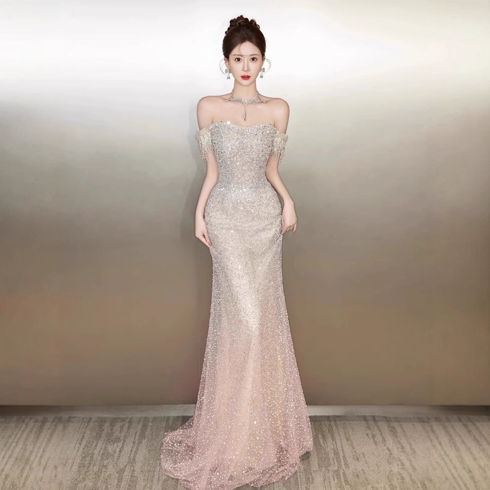 ロングドレス キャバドレス パーティードレス オフショルダー 上品 ラメ・スパンコール マーメイドイブニングドレス パーティー 誕生日 二次会 JC2-YXZY380