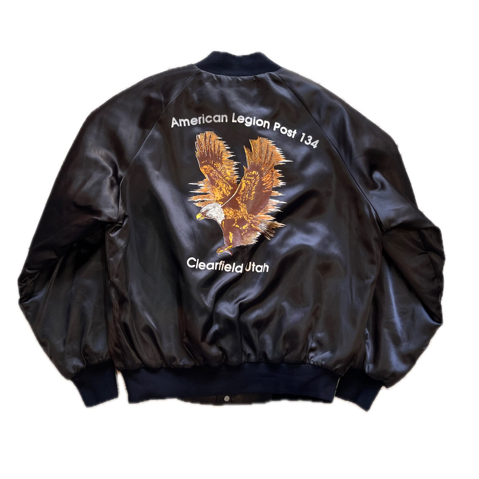 希少 横須賀 プリンス商会 55周年記念 鷹 タカ刺繍 スカジャン 黒 銀