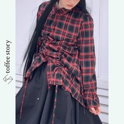 冬の深色タータンと遊ぶドロストデザインシャツ《W0223》