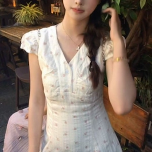 Vネックフラワープリントロングワンピ ・77468 Vネックフラワープリントロングワンピ ・77468