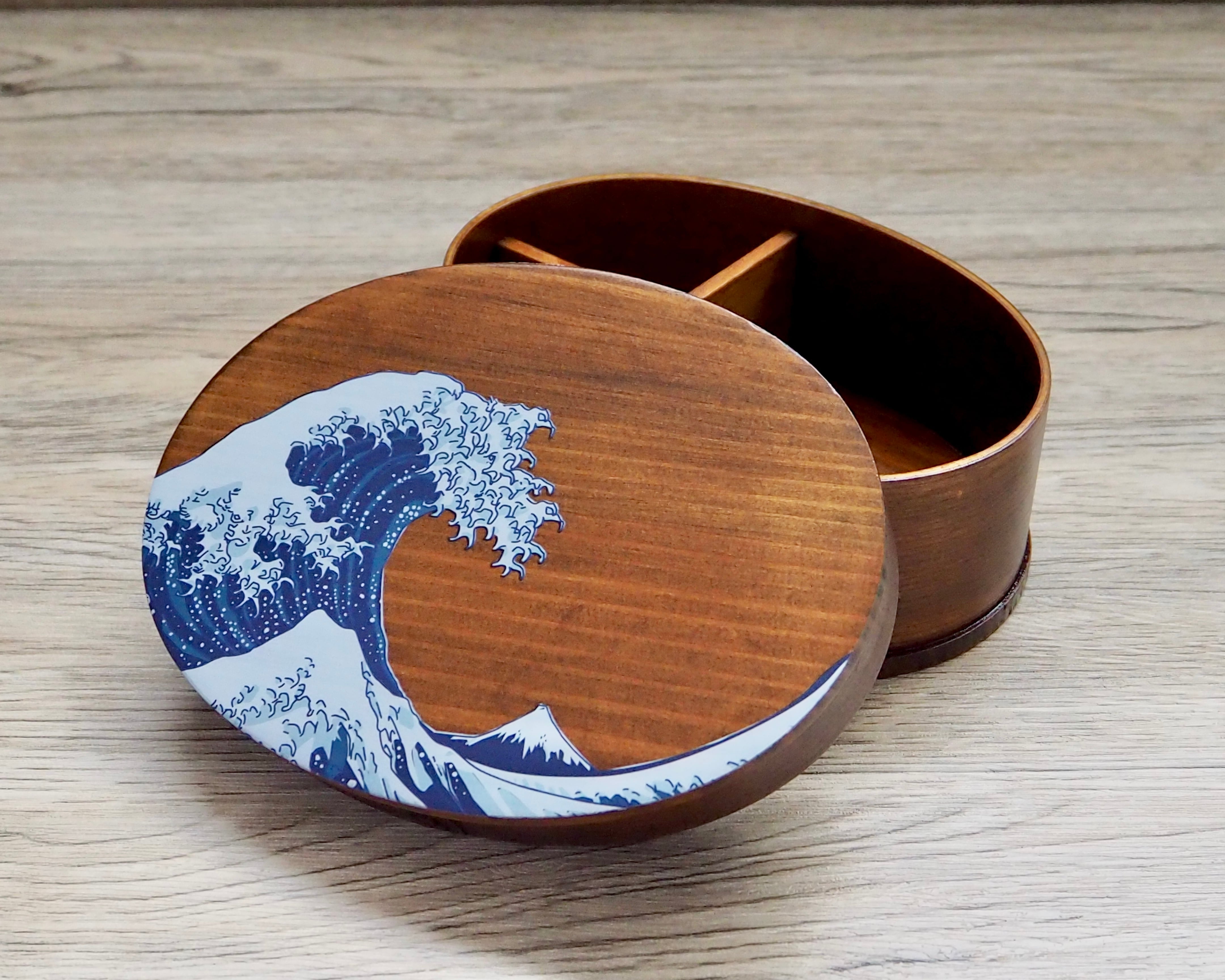 浮世絵 波裏 小判一段弁当箱 漆 | 親子わっぱ 和のお弁当箱屋さん