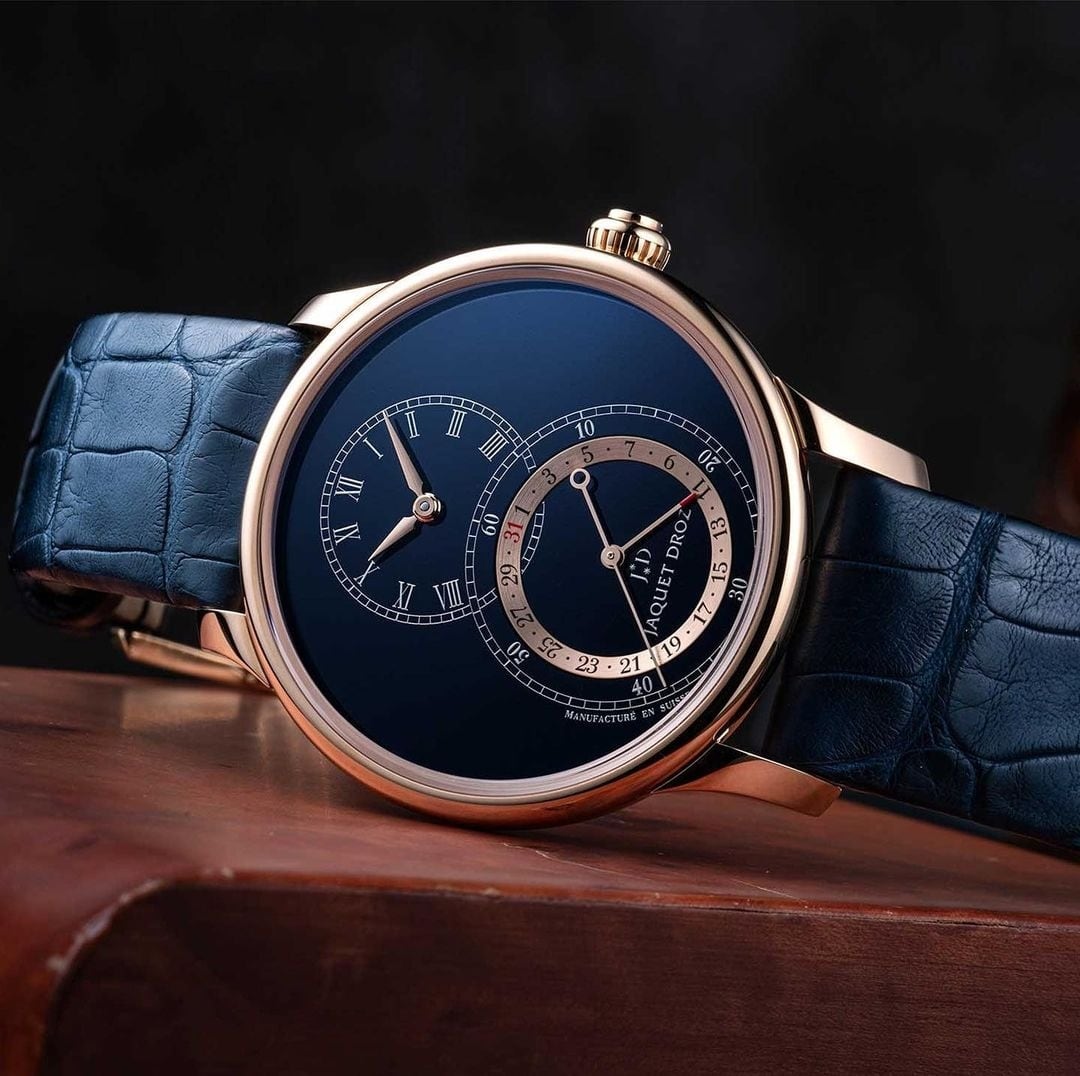 【JAQUET DROZ ジャケ・ドロー】GRANDE SECONDE QUANTIÈME　グラン・セコンド カンティエーム（ダークブルーエナメル）／国内正規品 腕時計