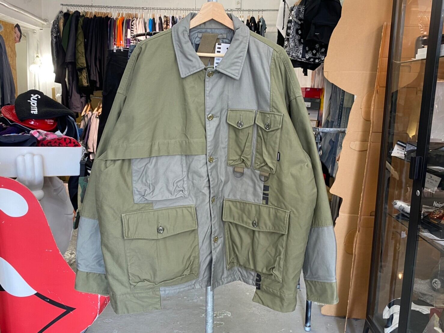 NEIGHBORHOOD COMBAT C JKT MILITARY PANELD JACKET OLIVE XL SINH