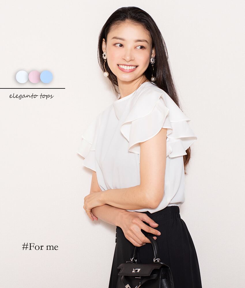 袖フリルが華奢魅せなトップス_a0022006012