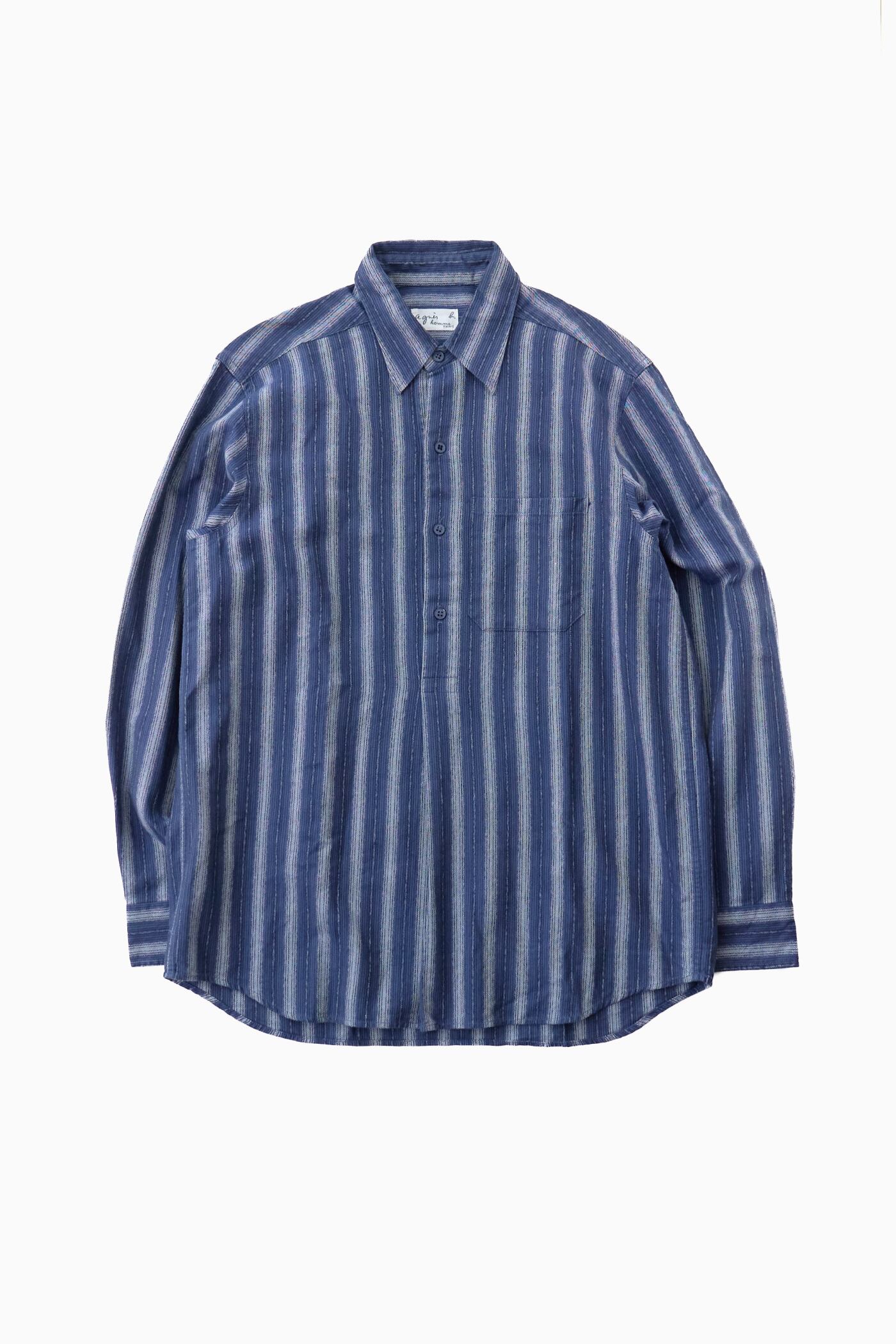 80s-90s agnès b. HOMME NAVY STRIPE FARMERS SHIRTS