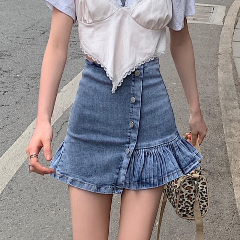 Aラインプリーツレディース ハイウェスト スカート ハンチェンe19642261697