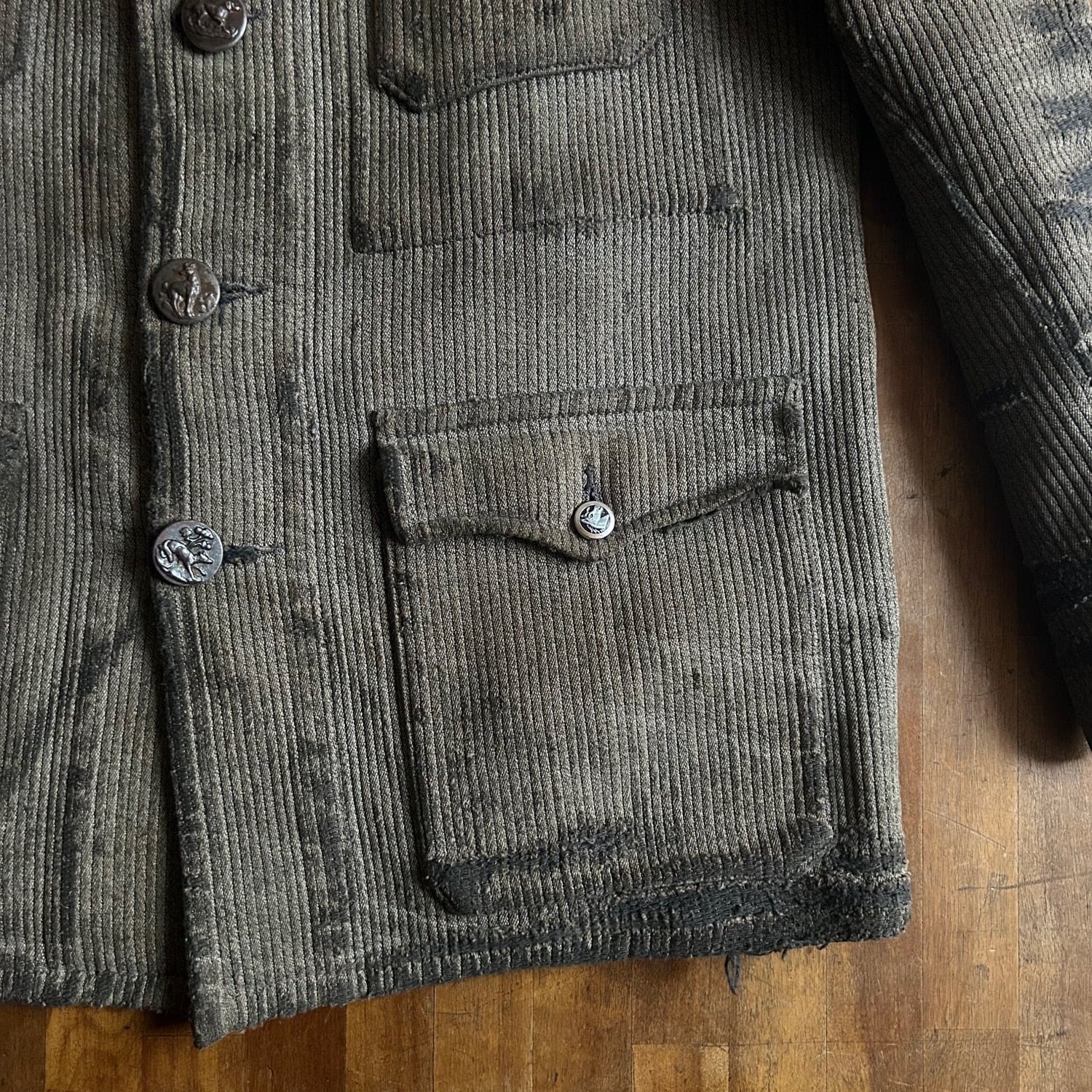 フランス コットンピケ 動物ボタン ハンティングジャケット 40's