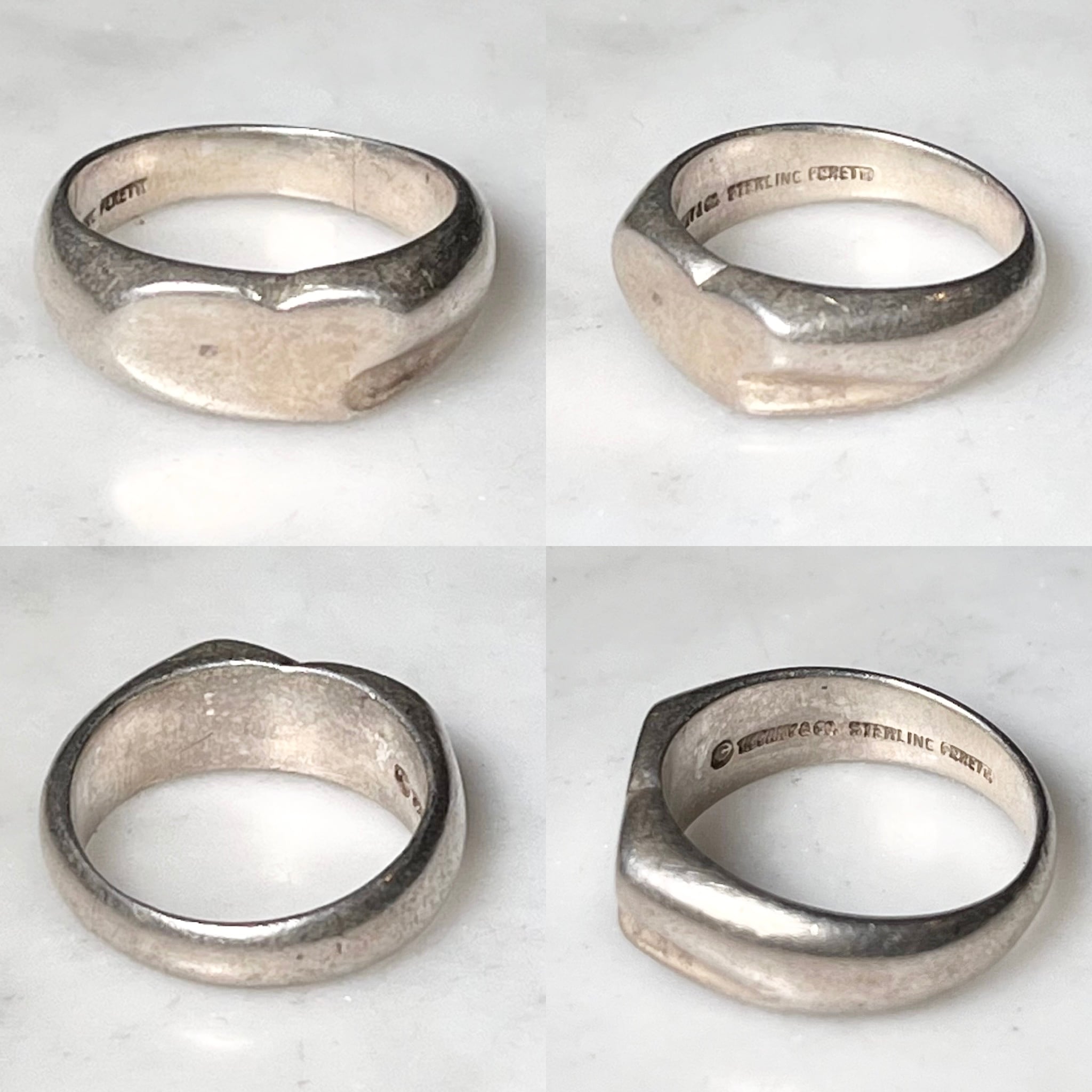 vintage TIFFANY silver heart motif signet ring designed by Elsa