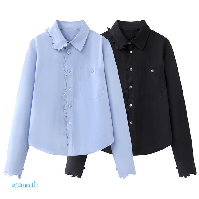 アシンメトリー デザイン カラー シャツ 2color  26017