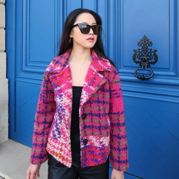 多色ツイード ウールショートコート 6色展開 レディースアウター