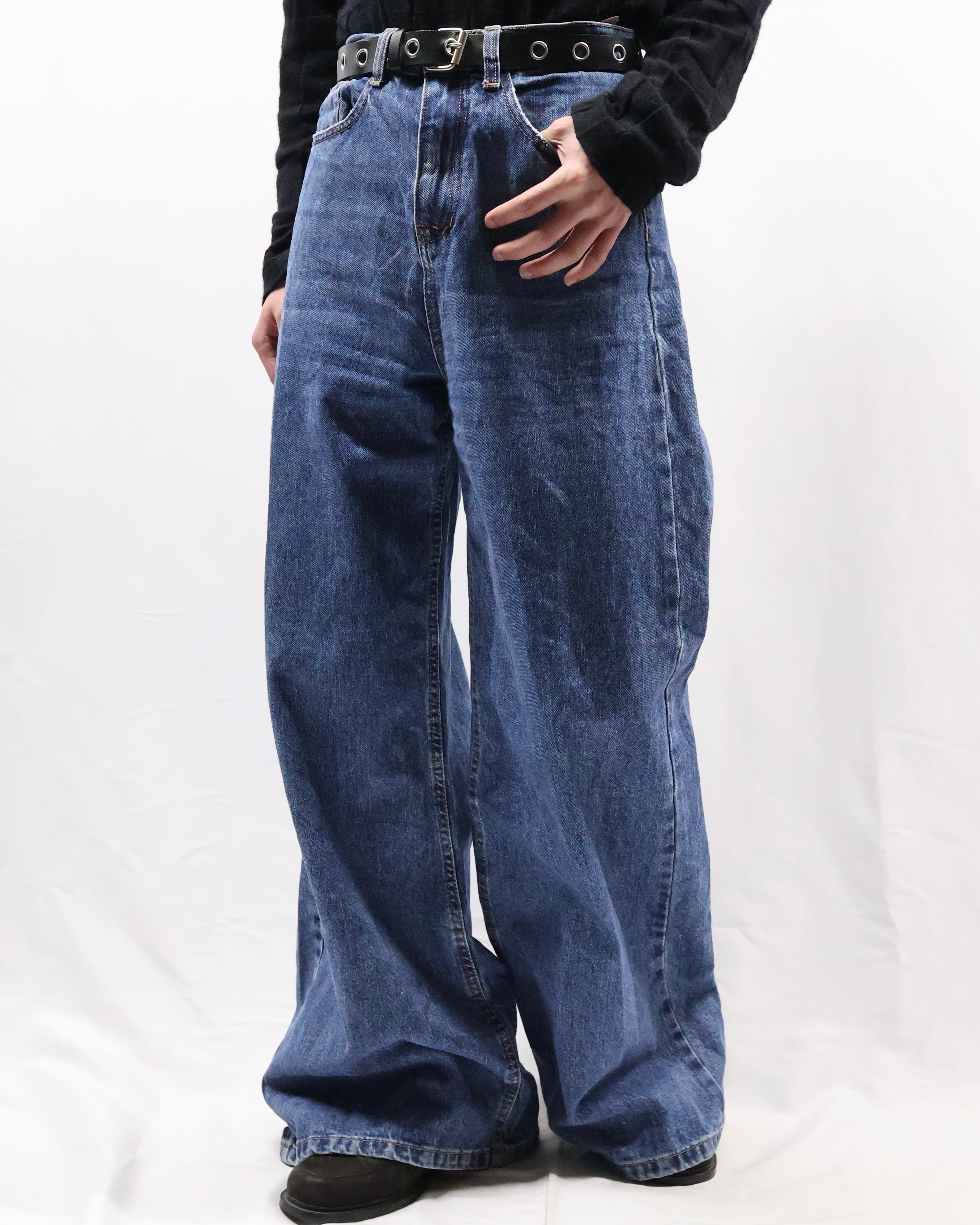 Design wide straight denim pants | blendmarket