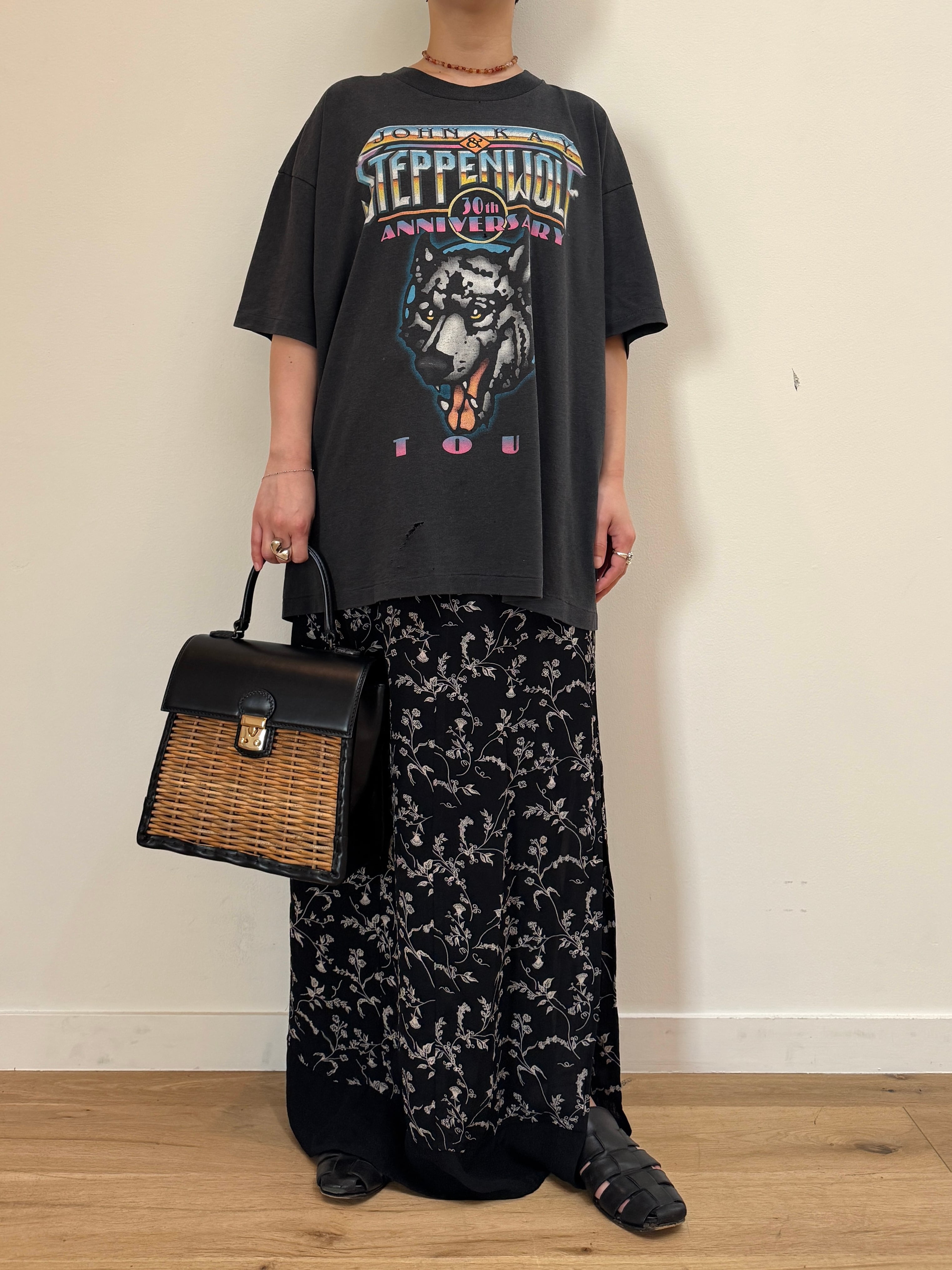 CU12-14 USED BAND TEE "STEPPENWOLF" -BLACK-