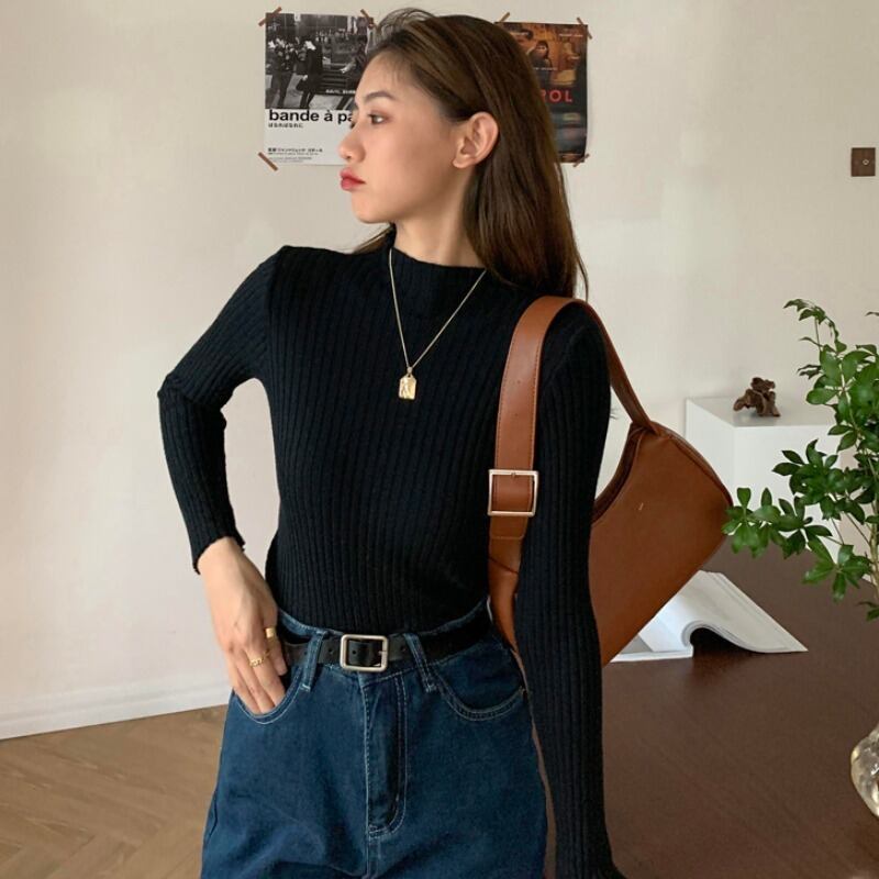 スリムカジュアルシャツ レディーススプリングカラーホワイトニットトップス 春物 YY-ファッション46272415617