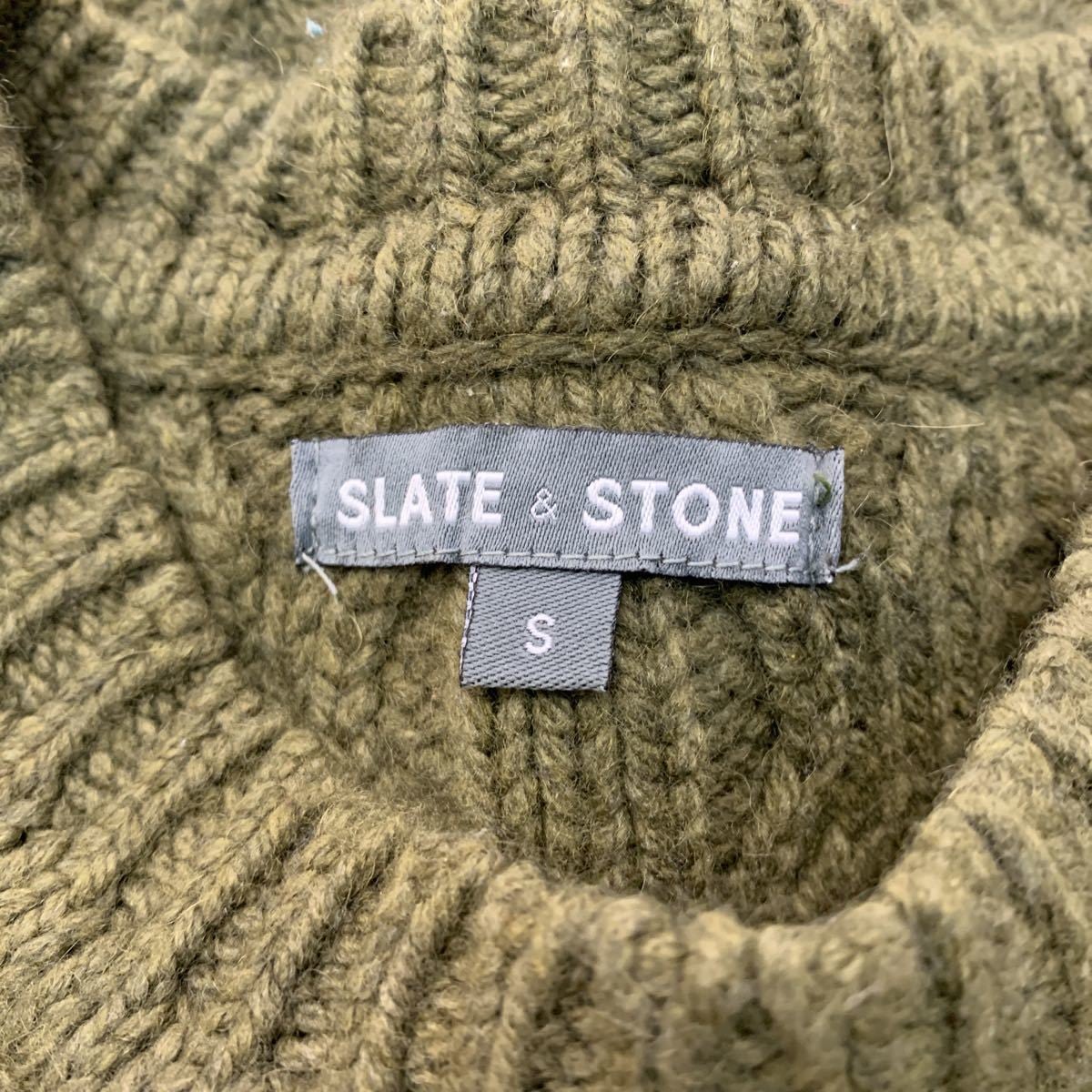 SLATE & STONE ニット セーター S グリーン ケーブル編み ウール