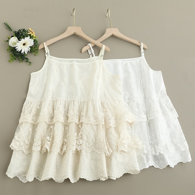 ティアード刺繍レースキャミソール W1262