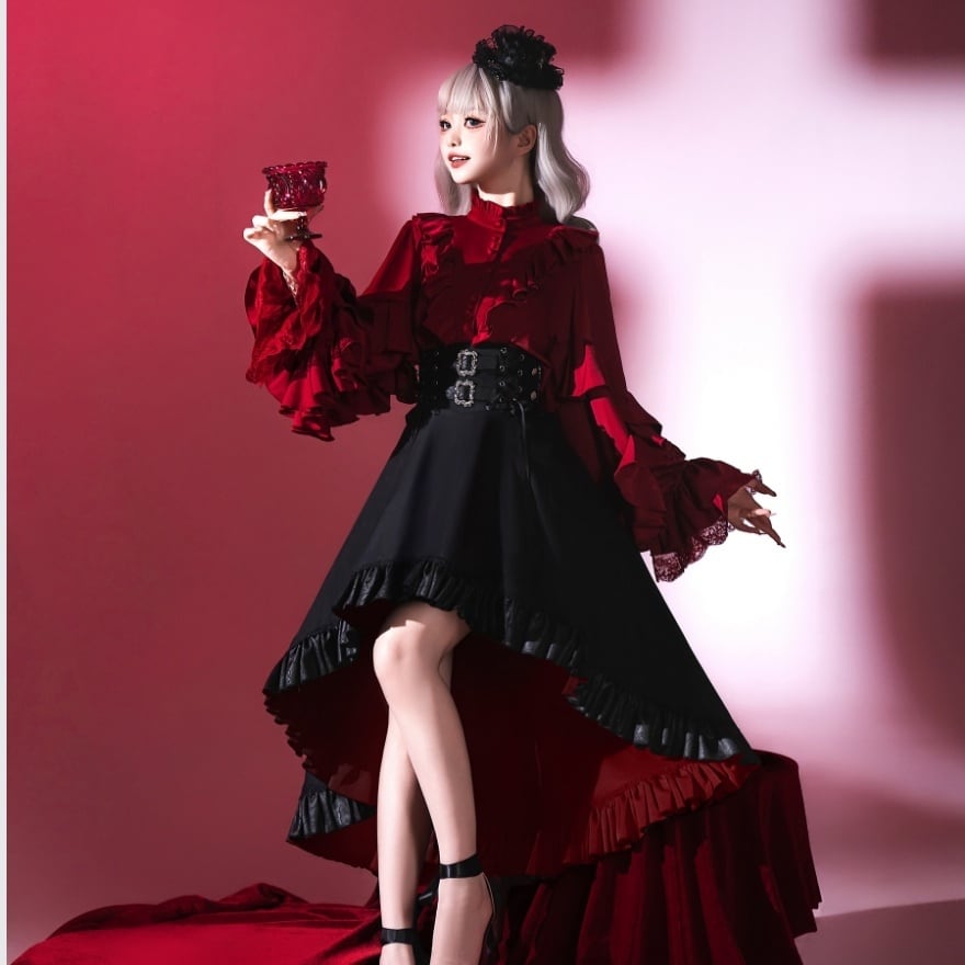 予約8月21日まで｜ゴスロリ 王子系ブラウス 昼夜歌フリルで詩的に