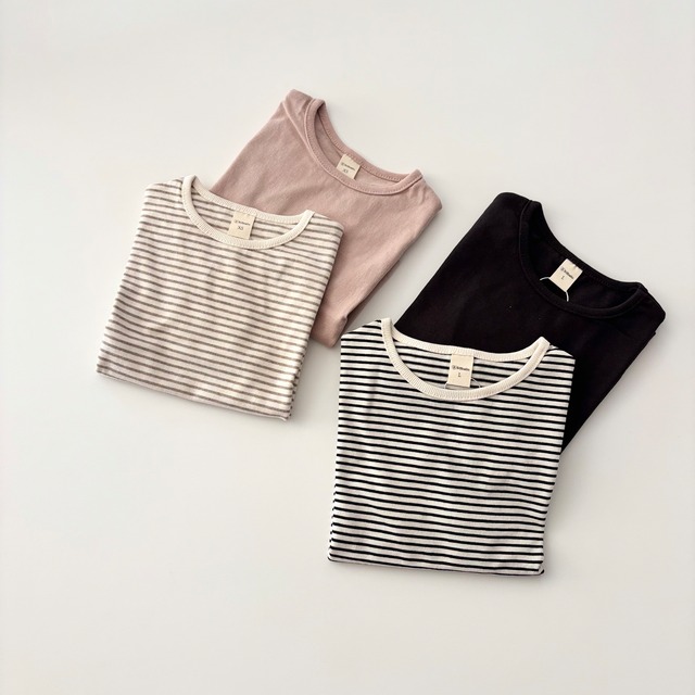 【即納 black無地/black stripe入荷!】1枚売り ninibello autumnautumn basic T #16290