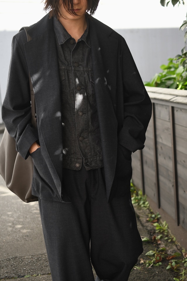 blurhms / Wool Ramie Mohair Cardigan Jacket (HeatherBlack)