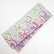 リバーシブル半巾帯 ［mint green×purple flower］花火柄