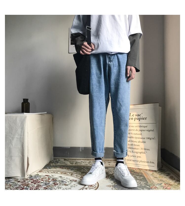 全2色 デニム パンツ ストレート カジュアル 無地 おしゃれ