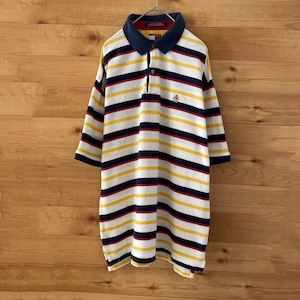 【Tommy Hilfiger】90s ジャマイカ製 ポロシャツ ボーダー フラッグタグ 旧タグ トミーヒルフィガー Lサイズ US古着 アメリカ古着