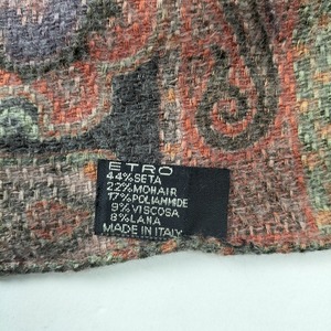 ETRO ベージュ　アート柄　イタリア製　モヘア モヘヤストール　薄手