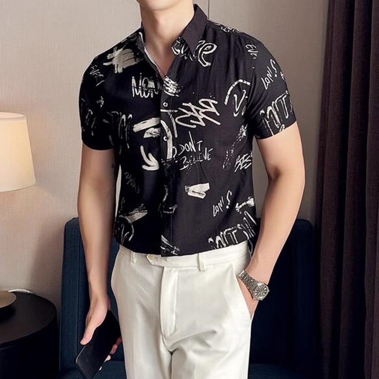 printed casual short sleeve shirt 00346
