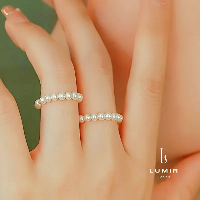 【2個セット】シンプルパールビーズリング