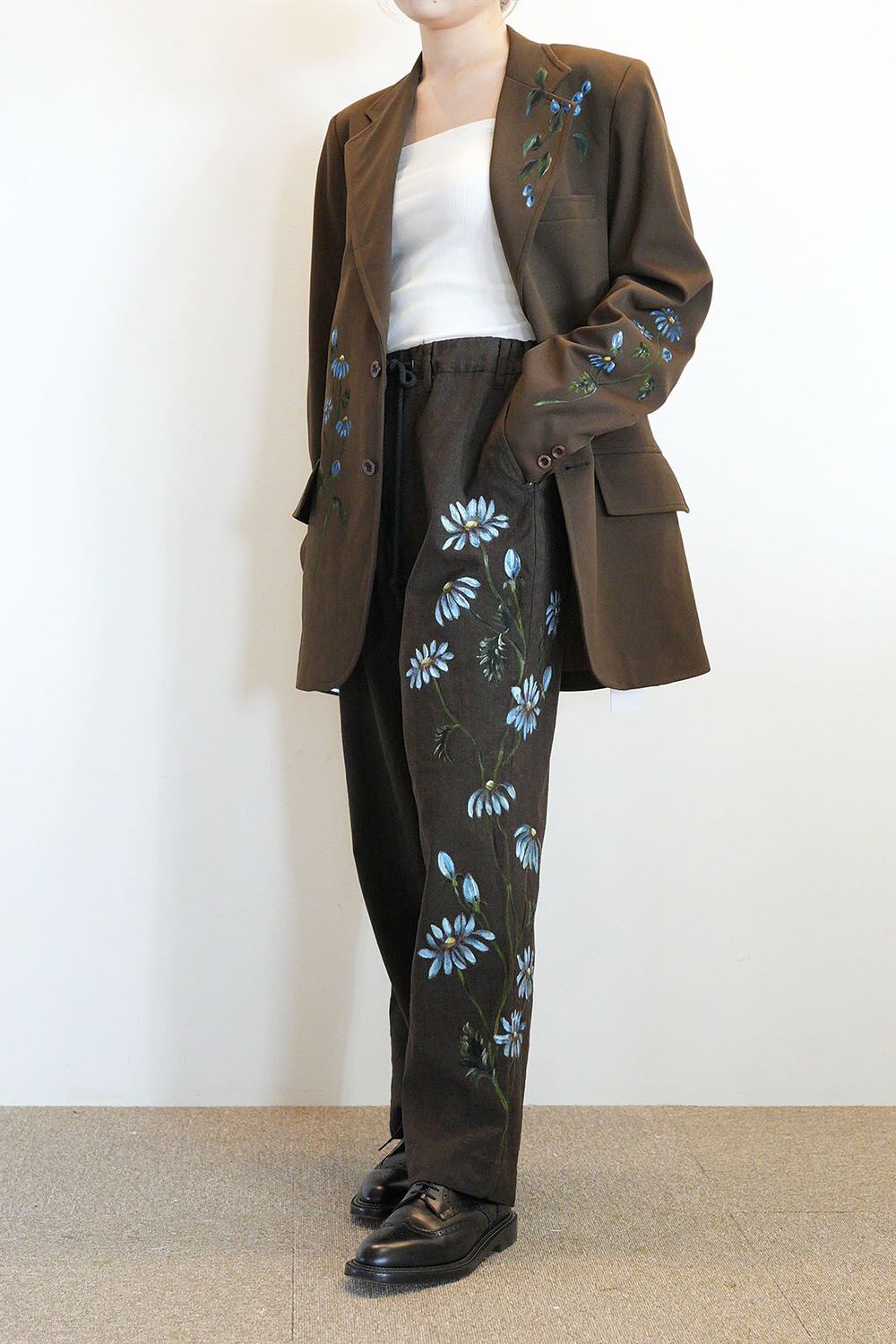 remake easy slacks pants-brownbluechamomile | TOLIGHT