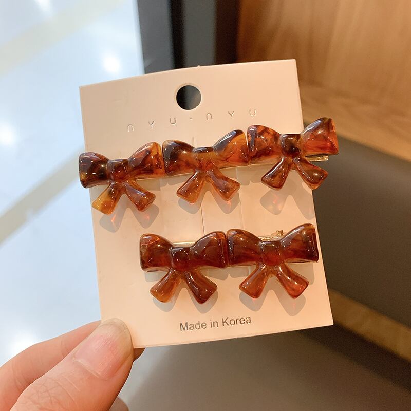 スタンダードリボンヘアピン ハートアクセサリー レトロ ブラック・アイド・ピーズ73940676830